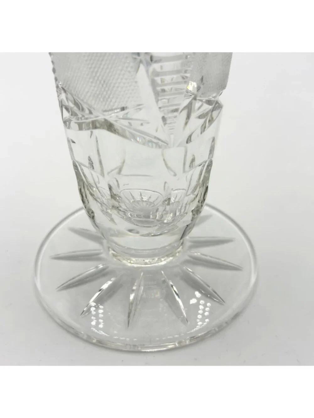 Vintage American Brilliant Cut Glass Trumpet Vase Hobstar 10